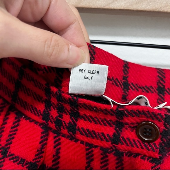 VINTAGE Anne Klein II Wool & Cashmere High Waist Red Plaid Wide Leg Trousers 10 - Picture 5 of 16